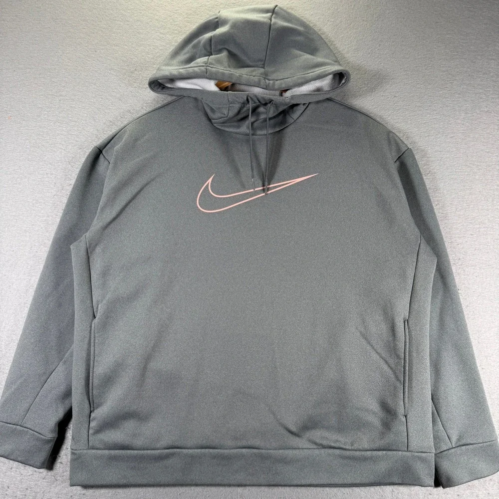 Nike Dri-FIT Gray Hoodie Pullover Therma Fit Women's Medium‎ Athletic Workout